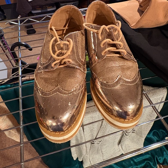 Nine West Metallic Brogue Shoes - Picture 1 of 7